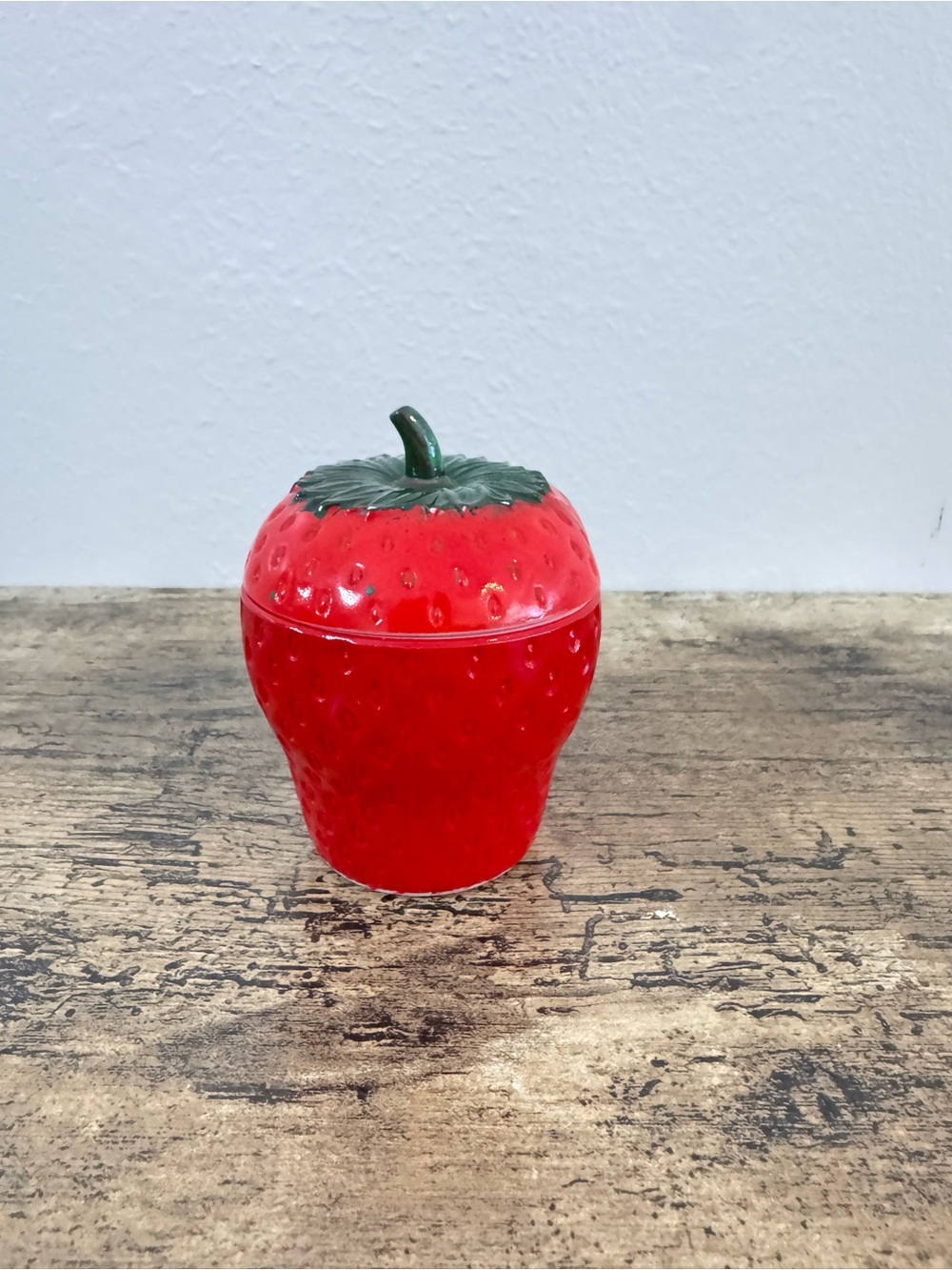 Strawberry Glass Dish with Lid | Red Strawberry Trinket Box - Picture 4 of 10